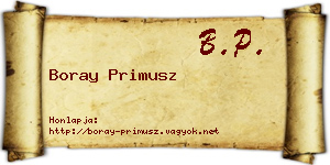 Boray Primusz névjegykártya